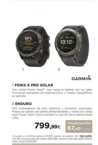 El Corte Inglés Garmin Fenix 6 Pro Solar Enduro oferta