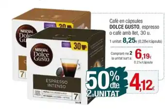 Condis Cafè en càpsules DOLCE GUSTO, espresso oferta