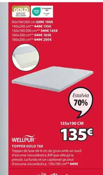 JYSK WELLPUR TOPPER GOLD T60 oferta