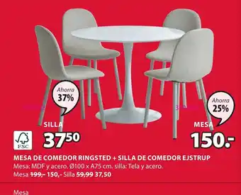 JYSK MESA DE COMEDOR RINGSTED + SILLA DE COMEDOR EJSTRUP oferta