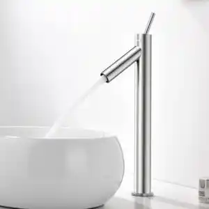Brico Depôt Mezclador de lavabo de acero inoxidable, grifo de baño con caño alto lonheo oferta