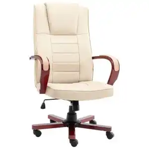 Brico Depôt vidaXL silla de oficina de cuero auténtico color crema oferta