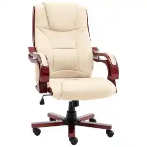 Brico Depôt Vidaxl silla de oficina de cuero auténtico color crema oferta