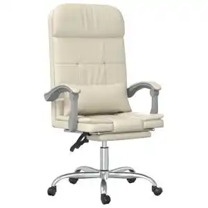Brico Depôt Vidaxl silla de oficina reclinable masaje cuero sintético color crema oferta