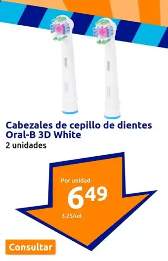 Action Cabezales de cepillo de dientes Oral-B 3D White 2 unidades oferta