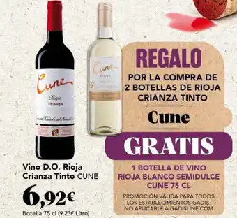 Gadis Vino D.O. Rioja Crianza Tinto CUNE oferta