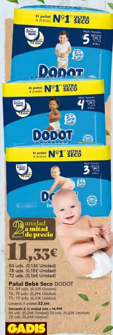Gadis Pañal Bebé Seco DODOT oferta