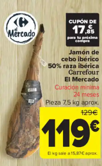 Carrefour Market Jamón de cebo ibérico 50% raza ibérica Carrefour oferta