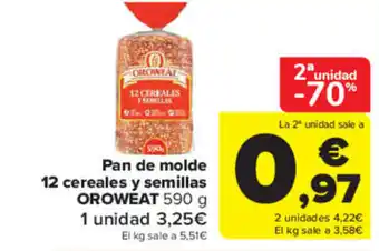 Carrefour Market Pan de molde 12 cereales y semillas OROWEAT 590 g oferta
