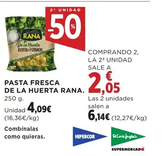 Hipercor PASTA FRESCA DE LA HUERTA RANA. oferta