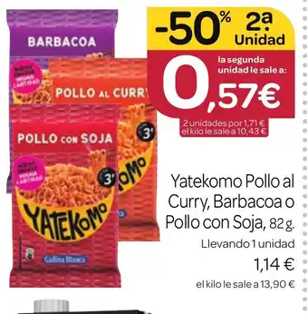 Supermercados El Jamón Yatekomo Pollo al Curry, Barbacoa o Pollo con Soja oferta