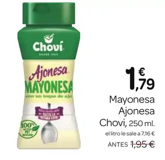 Supermercados El Jamón Mayonesa Ajonesa Chovi, 250 ml. oferta
