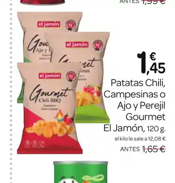 Supermercados El Jamón Patatas Chili, Campesinas o Ajo y Perejil Gourmet oferta