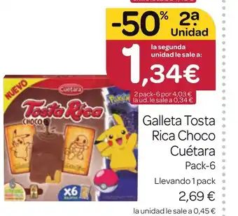 Supermercados El Jamón Galleta Tosta Rica Choco Cuétara oferta