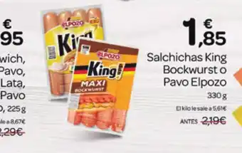 Supermercados El Jamón Salchichas King Bockwurst o Pavo Elpozo oferta