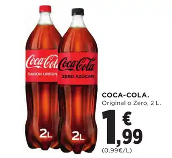 Hipercor COCA-COLA. Original o Zero, 2 L. oferta
