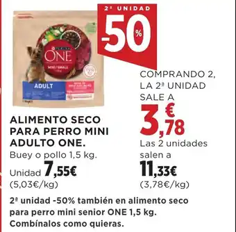 Hipercor ALIMENTO SECO PARA PERRO MINI ADULTO ONE. oferta
