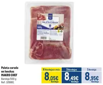 Makro Paleta curada en lonchas MAKRO CHEF oferta