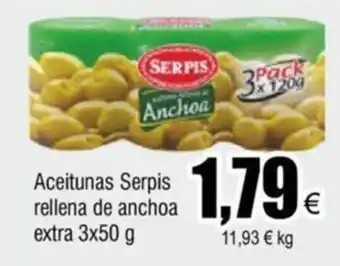 FROIZ Aceitunas Serpis rellena de anchoa extra 3x50 g oferta