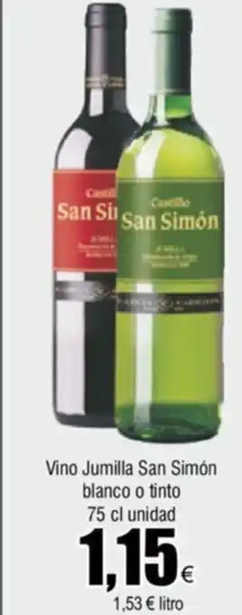 FROIZ Vino Jumilla San Simón blanco o tinto 75 cl unidad oferta