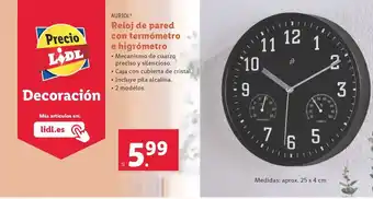 Reloj de pared con termómetro e higrómetro