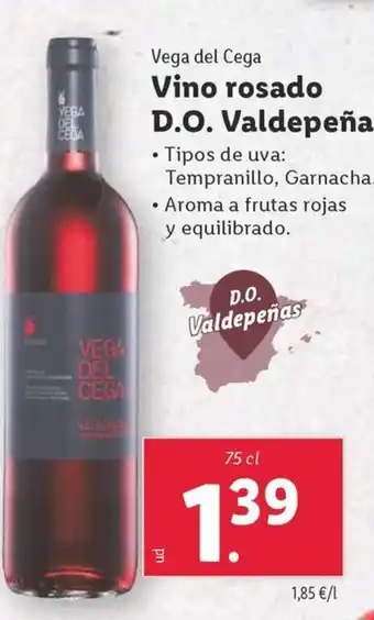 Lidl Vino rosado D.O.Valdepeñas oferta