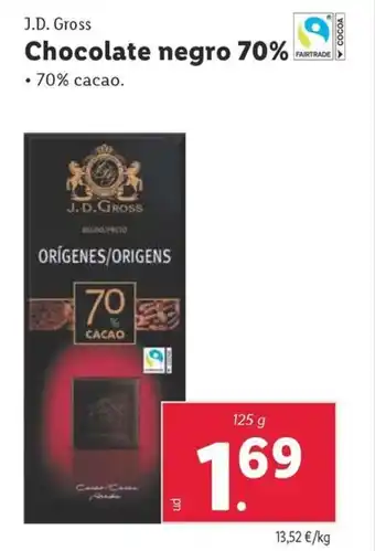 Lidl Chocolate negro 70% oferta