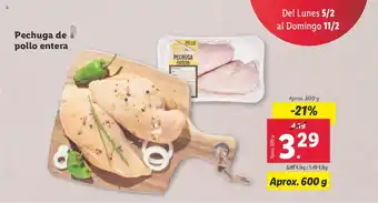 Lidl Pechuga de pollo entera oferta
