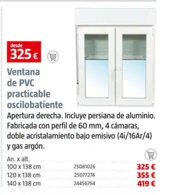 Bauhaus Ventana de PVC practicable oscilobatiente oferta