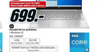 MediaMarkt Hp Portátil Hp 14-dv0004ns oferta