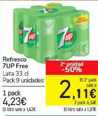 Carrefour 2a Unidad -50% Refresco 7up Free 33cl oferta