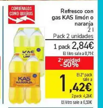 Carrefour Refresco Con Gas Kas Limón O Naranja 2l oferta