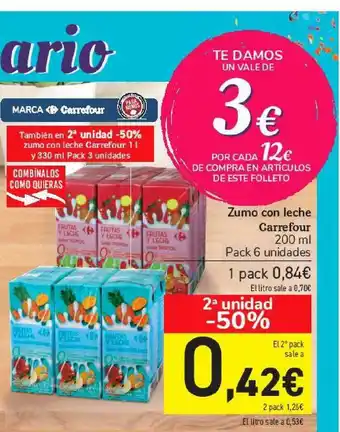 Carrefour Zumo Con Leche Carrefour 200ml oferta