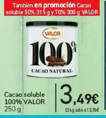 Carrefour Cacao Soluble 100% Valor 250g oferta