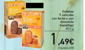 Carrefour Galletas 5 Cereales Con Leche O Con Chocolate Carrefour 400g oferta
