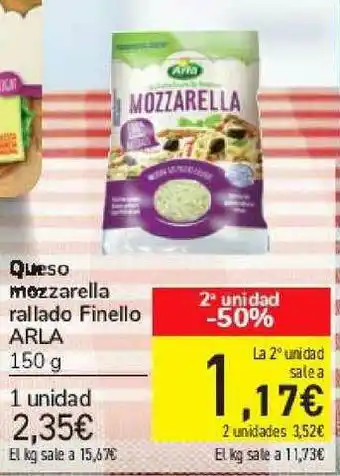 Carrefour Queso Mozzarella Rallado Finello Arla 150g oferta