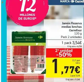 Carrefour Jamón Reserva Medias Lonchas Carrefour 120g oferta