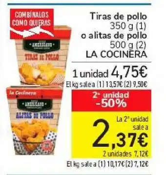 Carrefour Tiras De Pollo O Alitas De Pollo La Cocinera 350g oferta