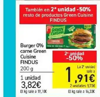 Carrefour Burger 0% Carne Green Cuisine Findus 200g oferta