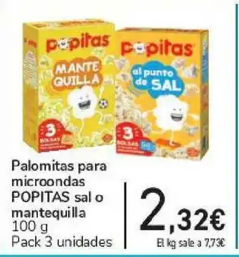 Carrefour Palomitas Para Microondas Popitas Sal O Mantequilla 100g oferta