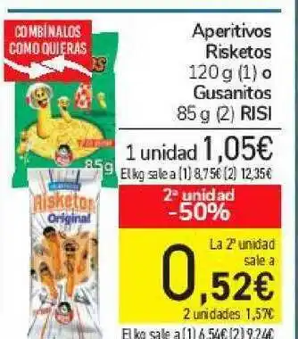 Carrefour Aperitivos Risketos O Gusanitos 120g oferta