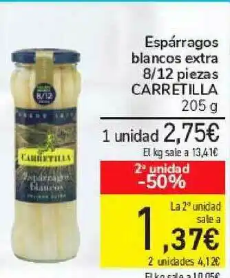 Carrefour Espárragos Blancos Extra 8 12 Piezas Carretilla 205g oferta