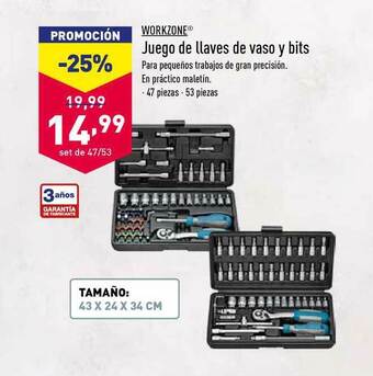 ALDI Workzone® Juego De Llaves De Vaso Y Bits oferta