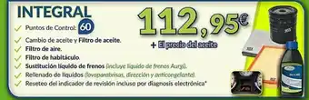 Aurgi Integral Puntos De Control Cambio De Aciete Y Filtro De Aceite Filtro De Aire Filtro De Habitáculo Restitución Líquido De Fre oferta