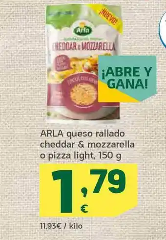 HiperDino Arla Queso Rallado Cheddar & Mozzarella O Pizza Light 150g oferta