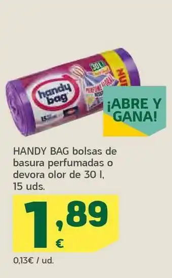 HiperDino Handy Bag Bolsas De Basura Perfumadas O Devora Olor 30L 15uds oferta
