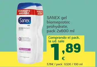 HiperDino Sanex Gel Biomeprotec Prohydrate 2x600ml oferta