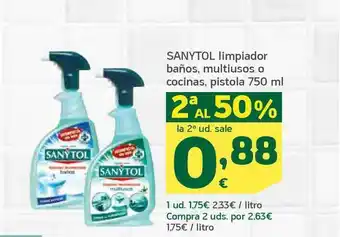 HiperDino Sanytol Limpiador Baños Multiusos O Cocinas Pistola 750ml oferta