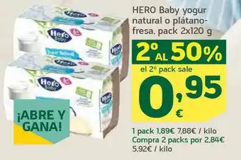 HiperDino Hero Baby Yogur Natural O Plátano-fresa 2x120g oferta