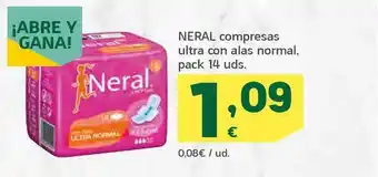HiperDino Neral Compresas Ultra Con Alas Normal pack 14uds oferta